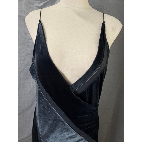 Intimately Free People Slate Blue Velvet Slip Gown L Bias Cut - Picture 5 of 16